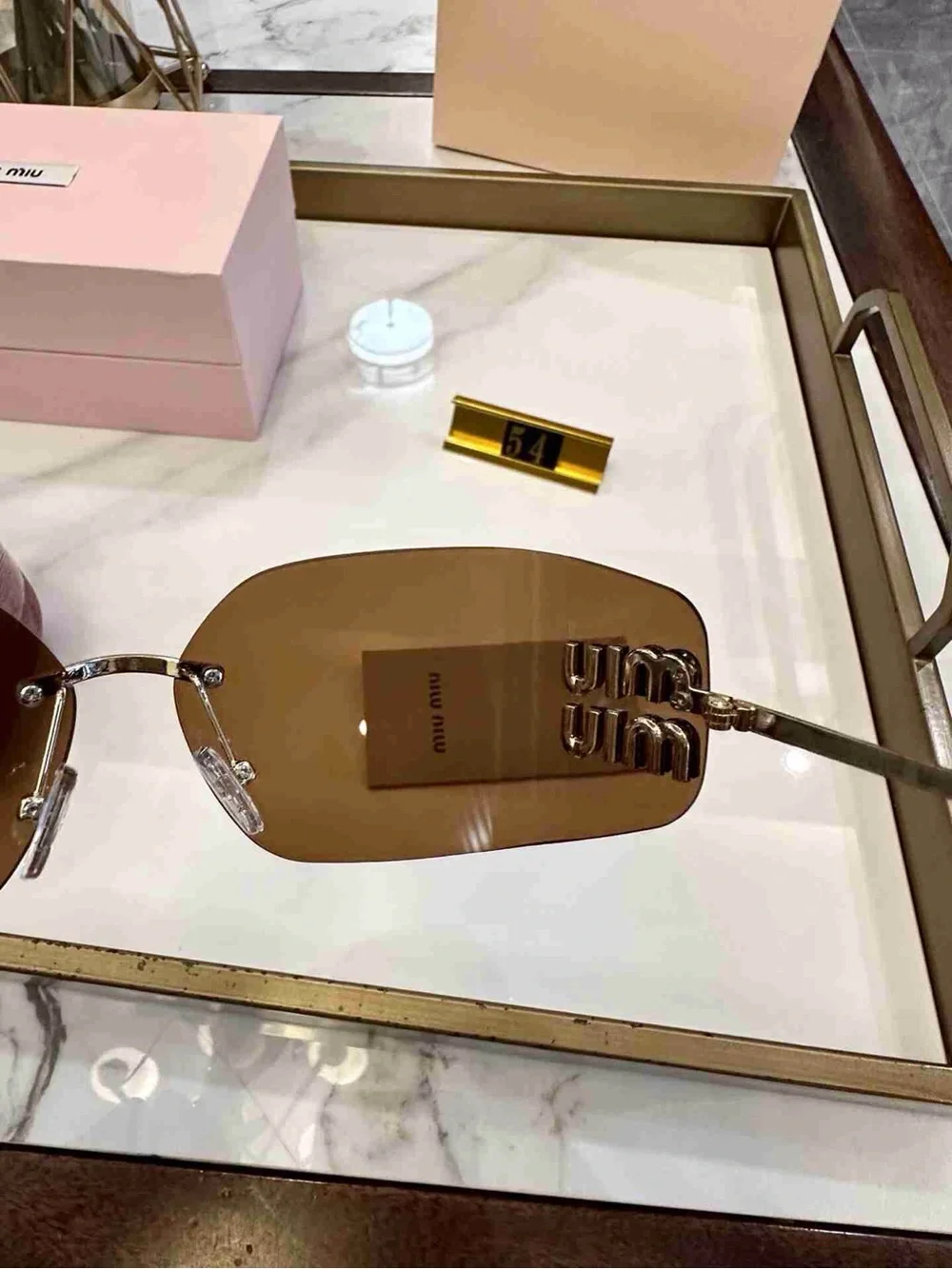 Miu Miu Brown Gradient Rimless Square Sunglasses